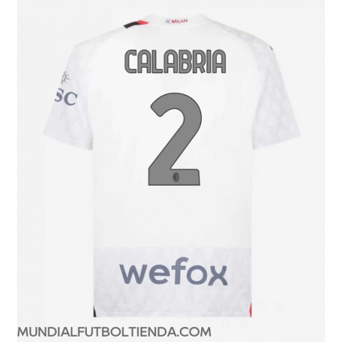 Camiseta AC Milan Davide Calabria #2 Segunda Equipación Replica 2023-24 mangas cortas